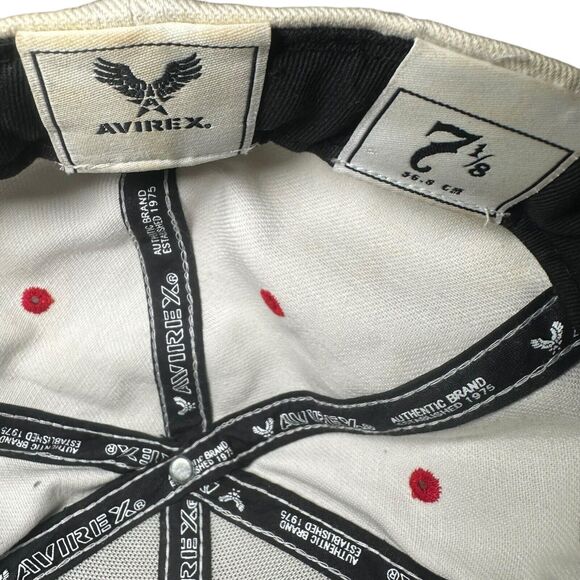 Avirex Fitted Cap Hat Men's Size 7 1/8 White/Red King Sword Retro Hiphop Y2K - Picture 5 of 7